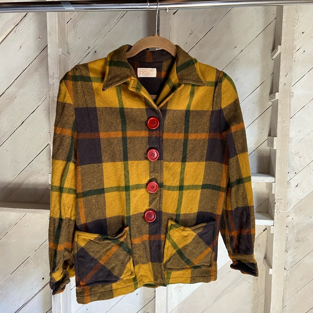 Vintage wool plaid button front